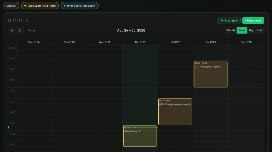 Autocam Stream Scheduler – Schedule your matches and training sessions