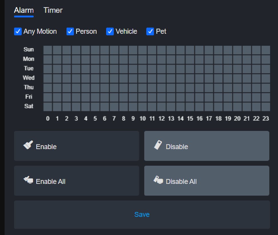 Reolink Client: Timer