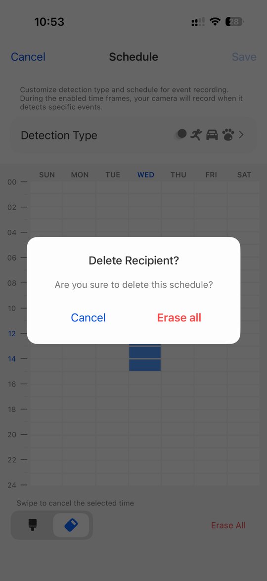 Reolink app: Erase all