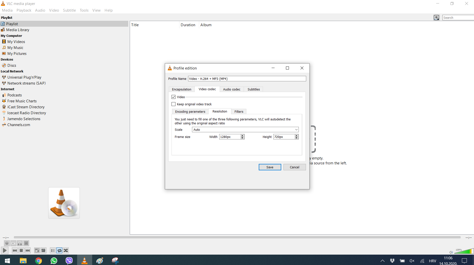 Step 5.2. – change resolution, final step – Once Sport Analyser and VLC
