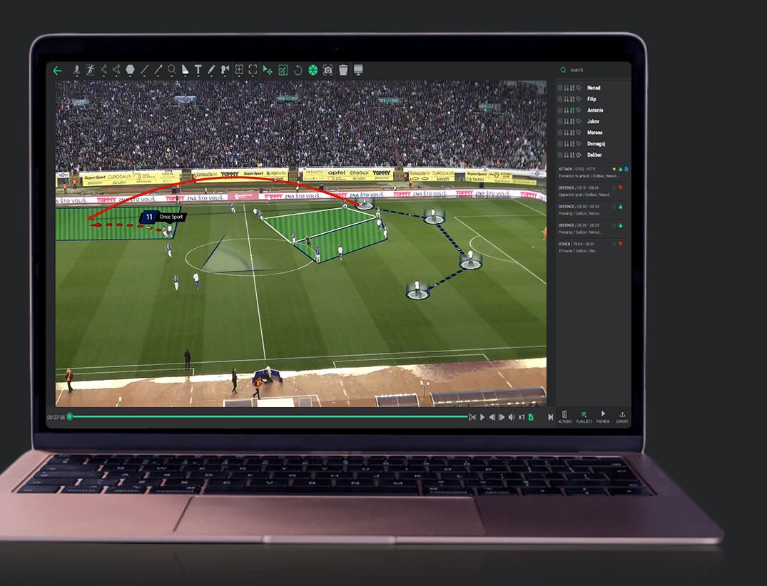 Easy tagging actions with Once Sport Analyser PRO