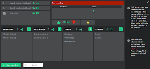 Recording mode Recording mode - Once Sport Analyser