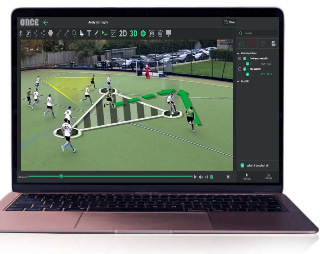 field hockey laptop 1 Field Hockey - Easy tagging actions with Once Sport Analyser